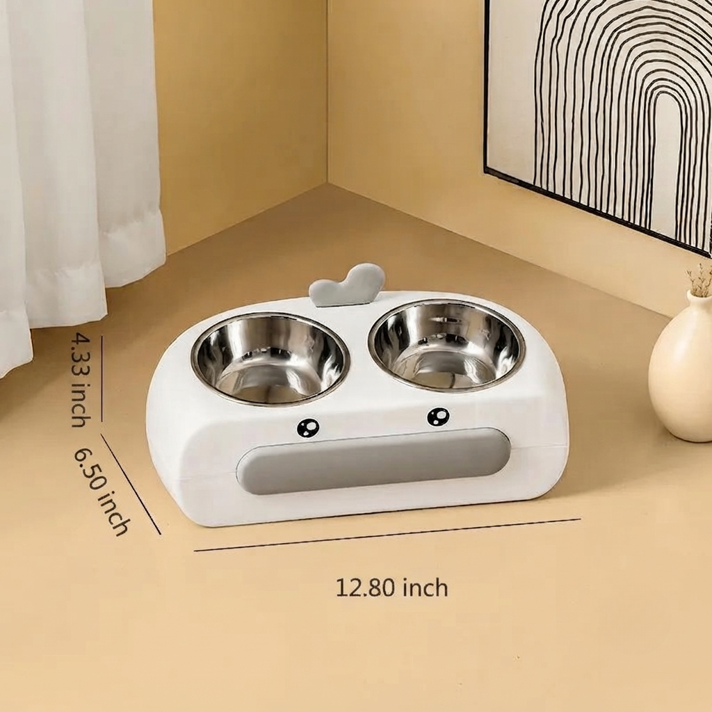 Pet Duck Design Double Bowl Feeder