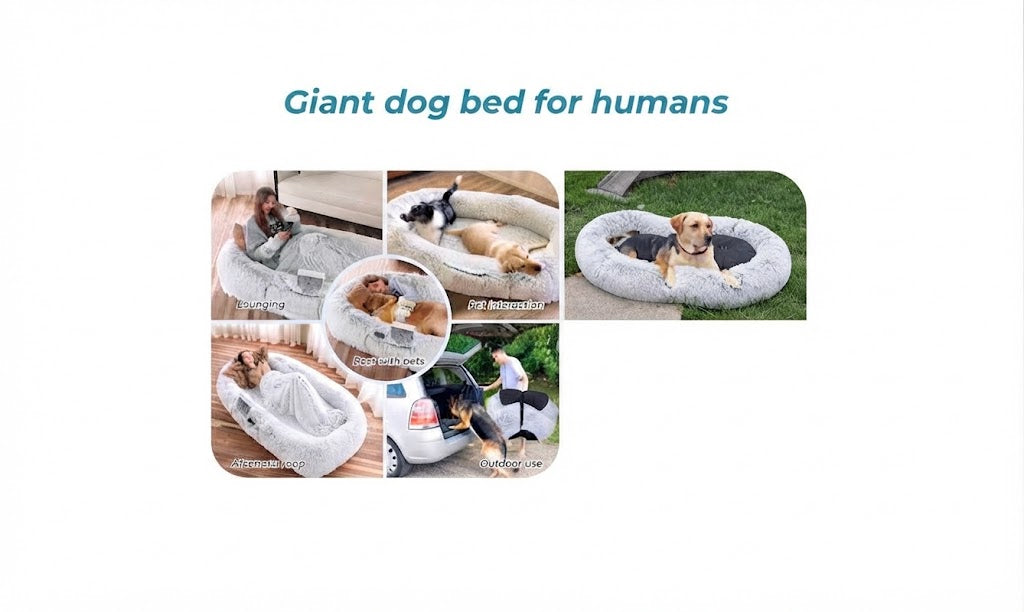 Oversized Faux Fur Pet/Human Floor Bed With Orthopedic Support