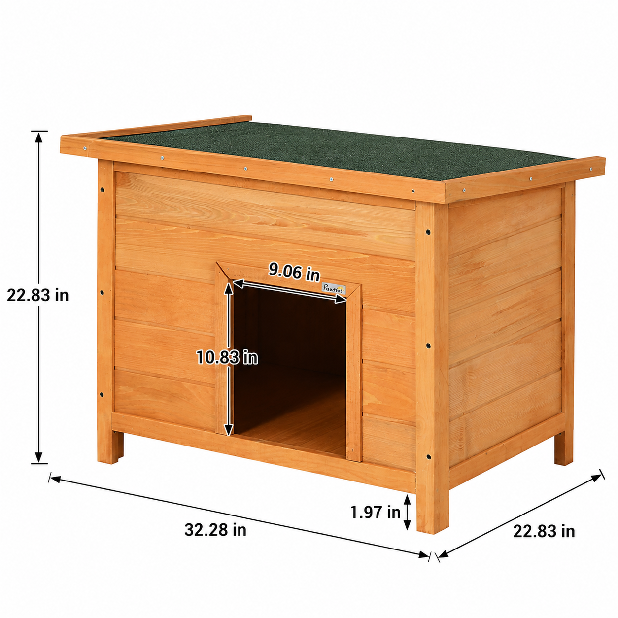 Wood, Waterproof Outdoor Dog House With Open-Top Design