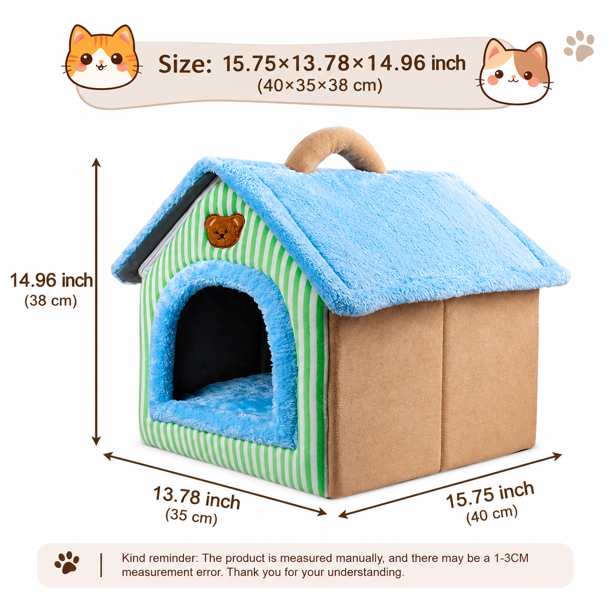 Washable Semi-Enclosed Pet Bed With Cover