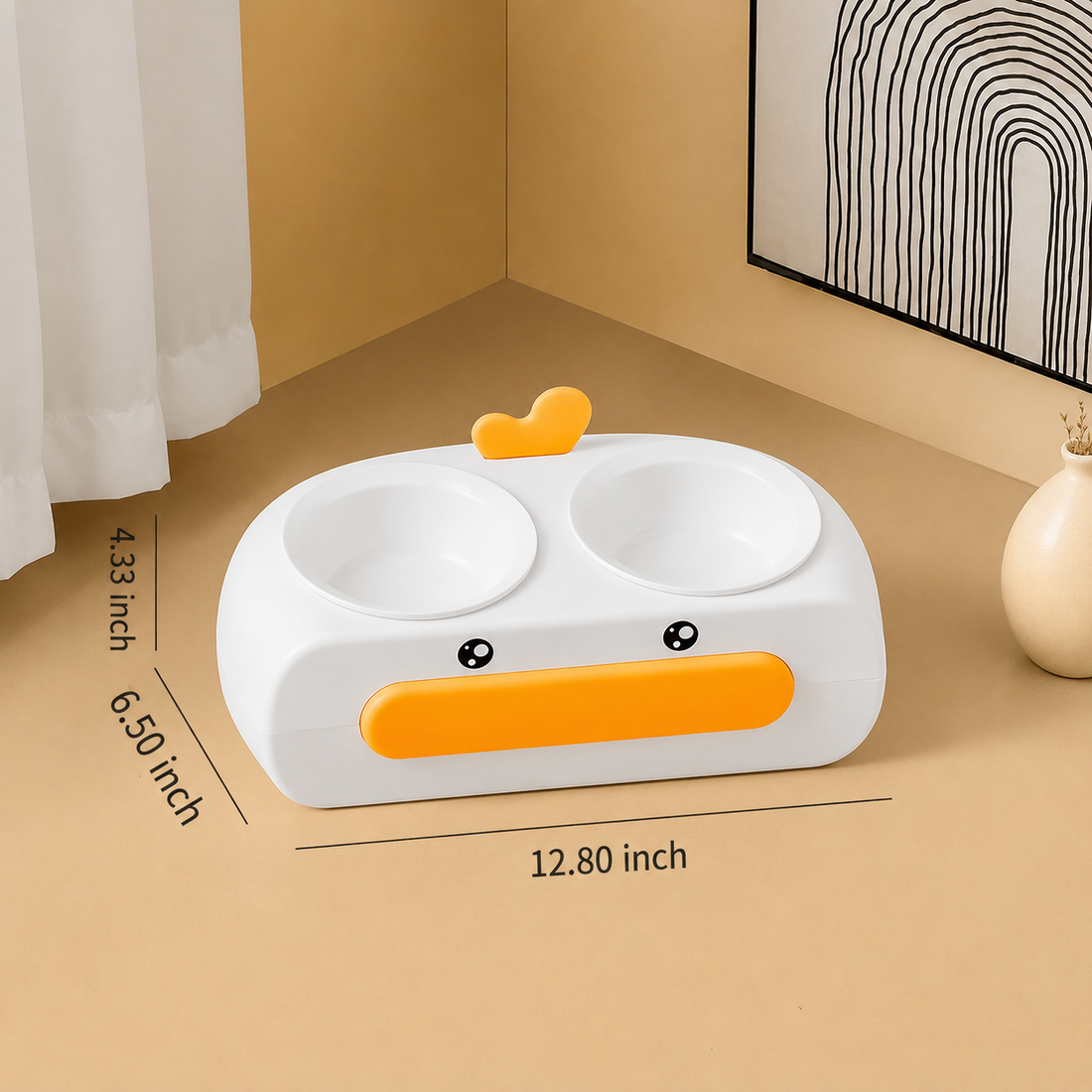 Pet Duck Design Double Bowl Feeder