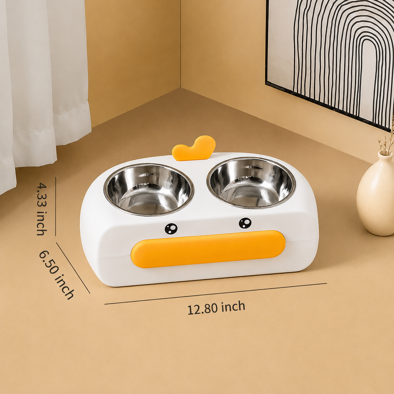 Pet Duck Design Double Bowl Feeder