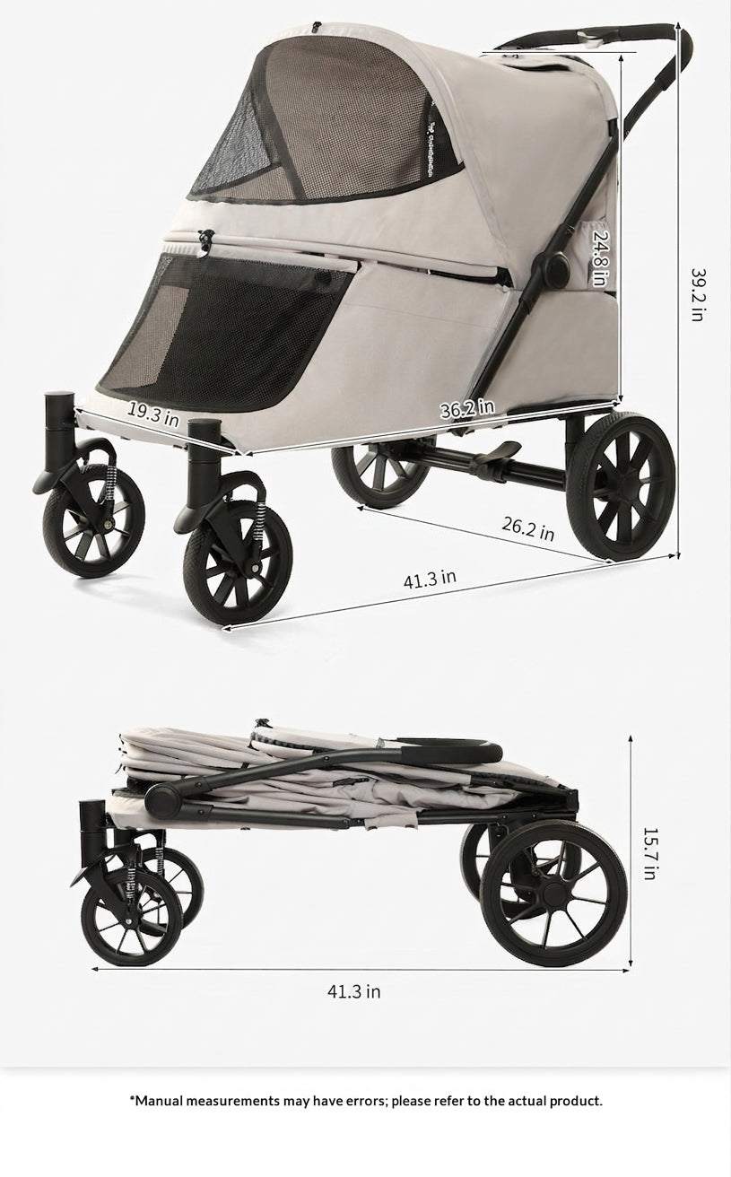 Foldable Covered Pet Stroller With Ramp