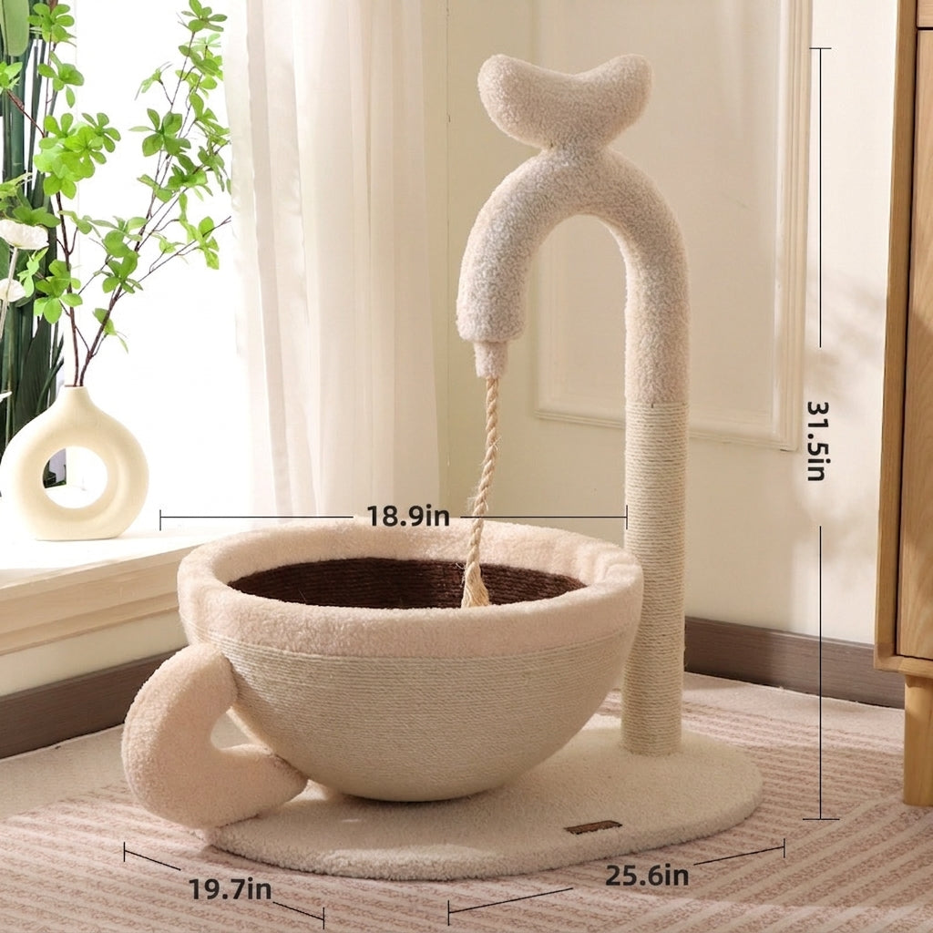 Sisal Pet Scratching Post And Bed Combo Toy
