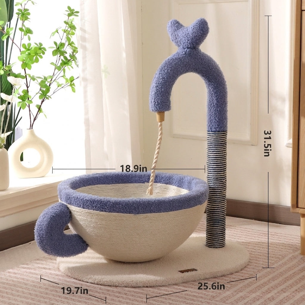 Sisal Pet Scratching Post And Bed Combo Toy