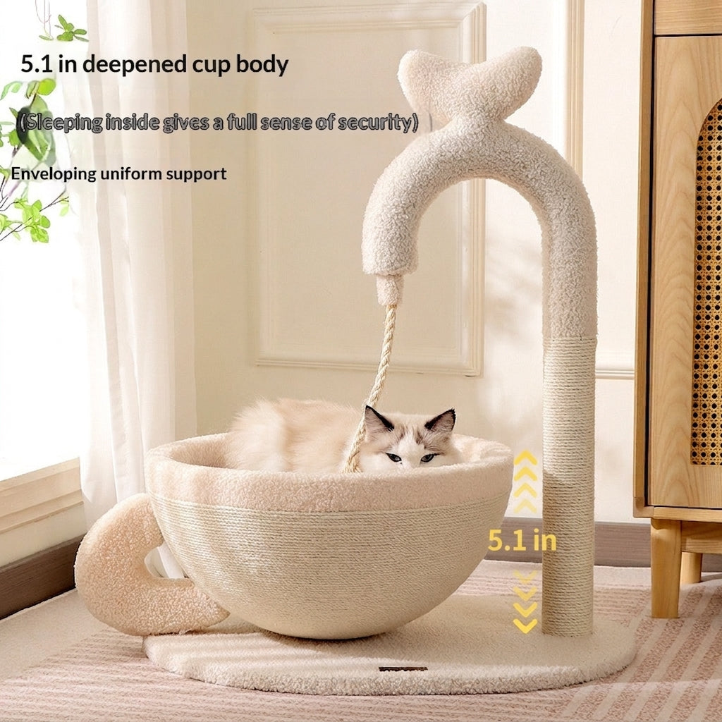 Sisal Pet Scratching Post And Bed Combo Toy