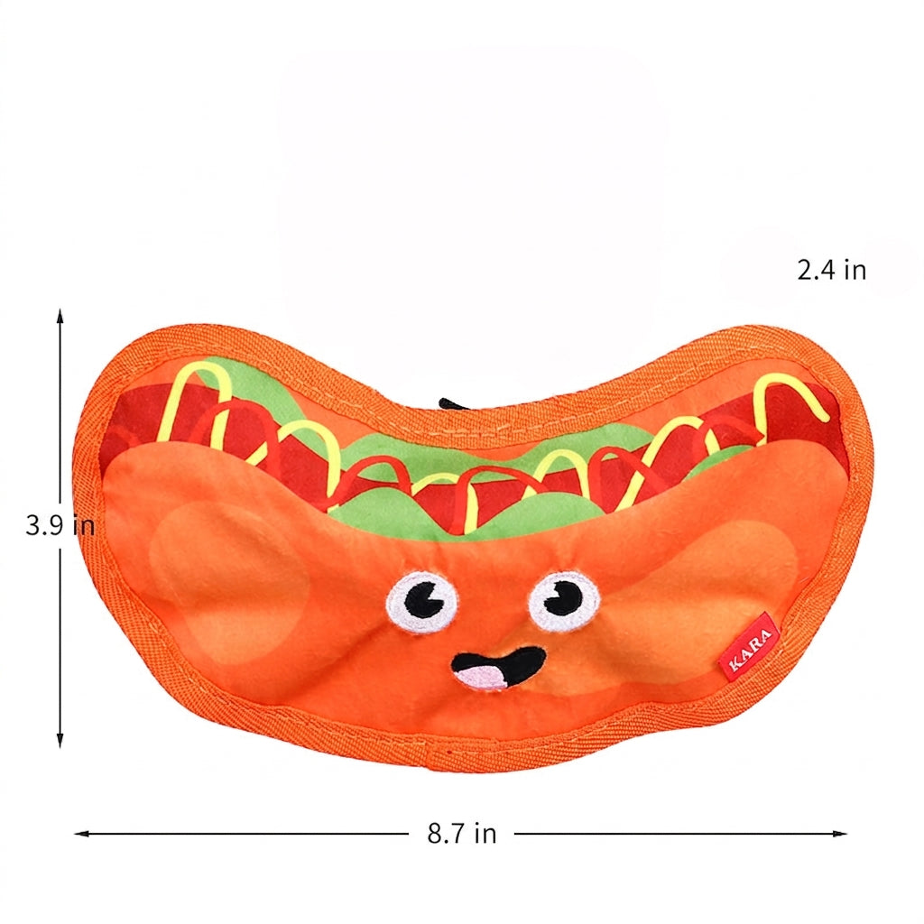 Crinkle Squeaky Pet Chew Toy Stuff-Free Durable Hamburger Design