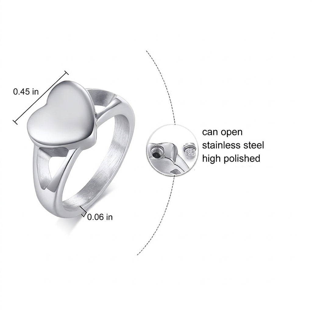 Heart-shaped Titanium Steel Heart-shaped Urn Casting Ring