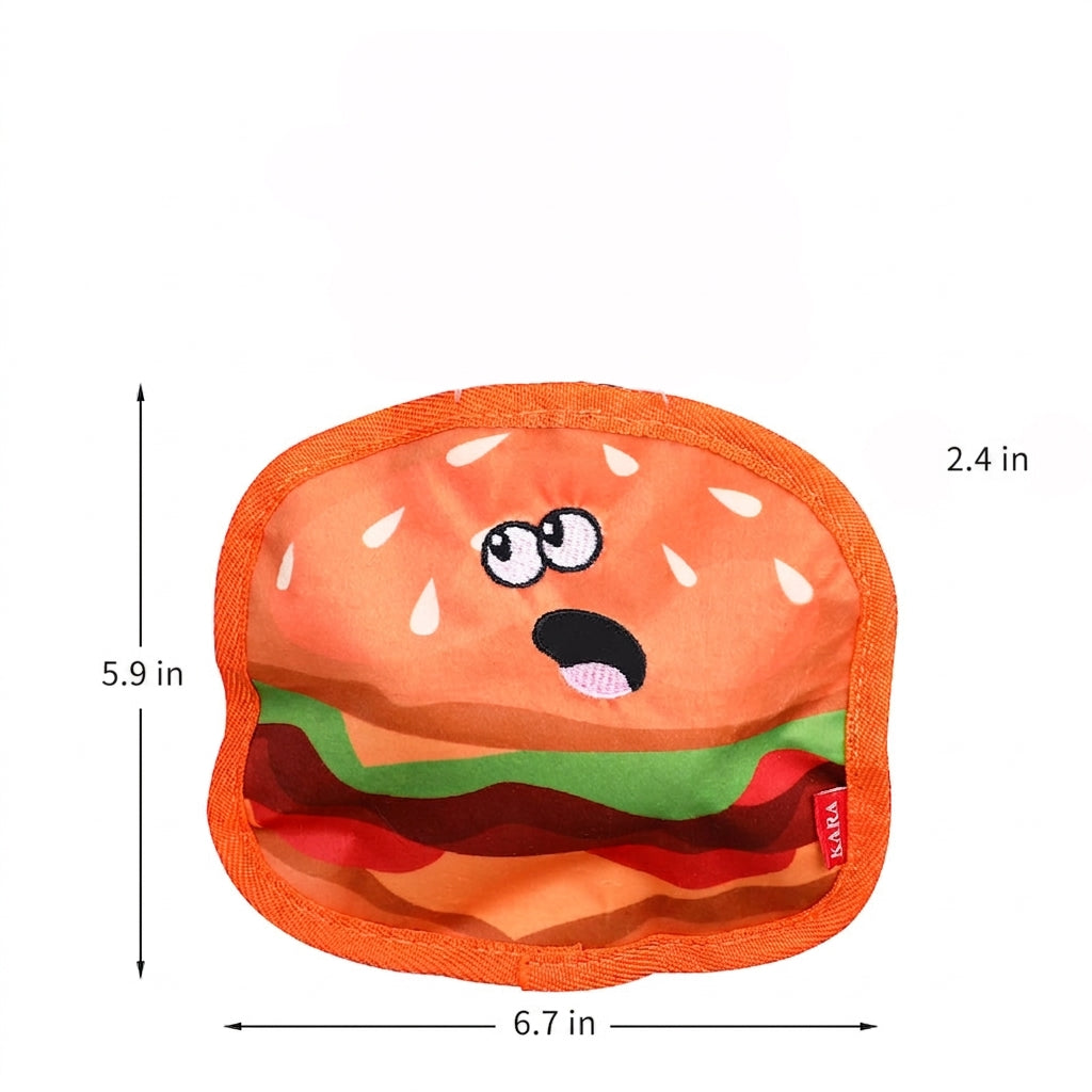 Crinkle Squeaky Pet Chew Toy Stuff-Free Durable Hamburger Design