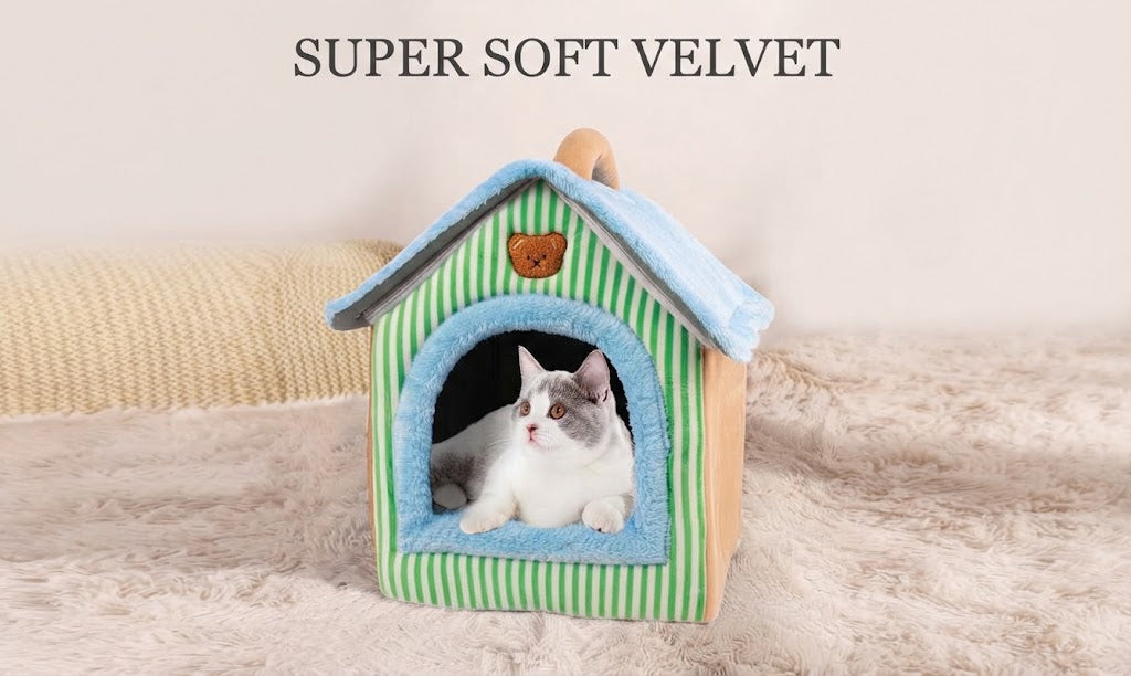Washable Semi-Enclosed Pet Bed With Cover