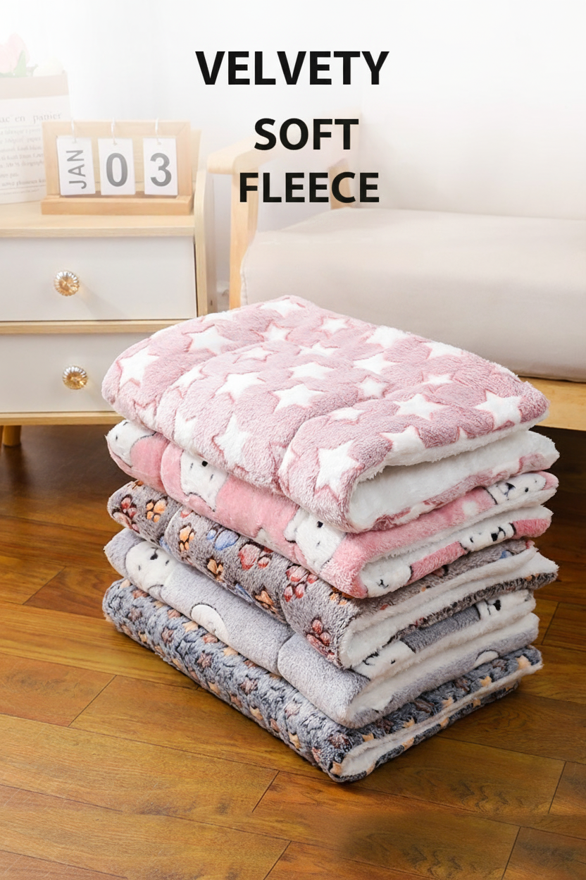 Blanket photo with correctly spelled Velvety Soft Fleece header