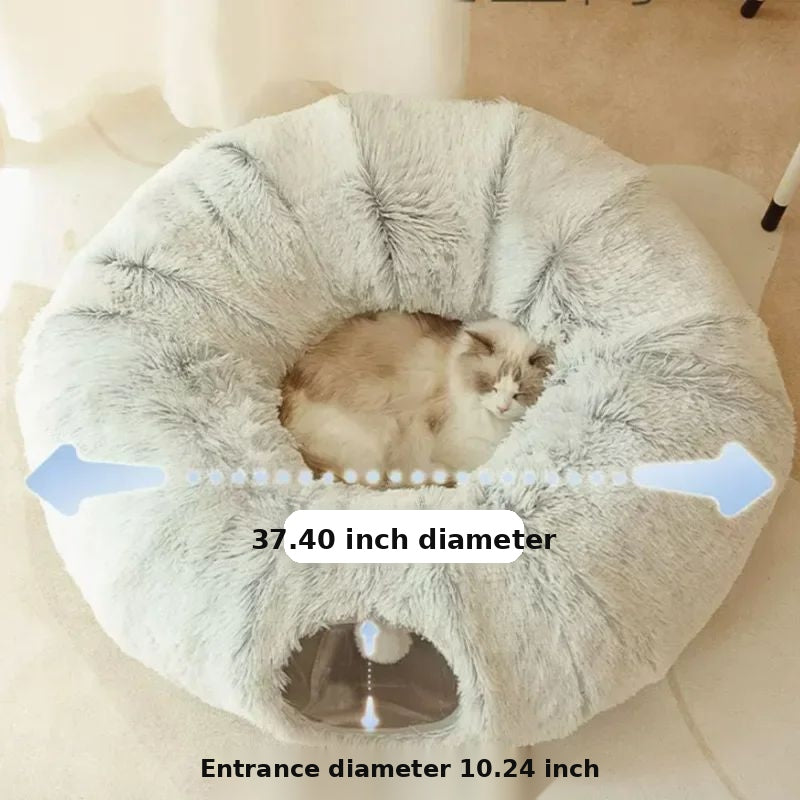 Plush Pet Bed With Warm Cushioned Mat