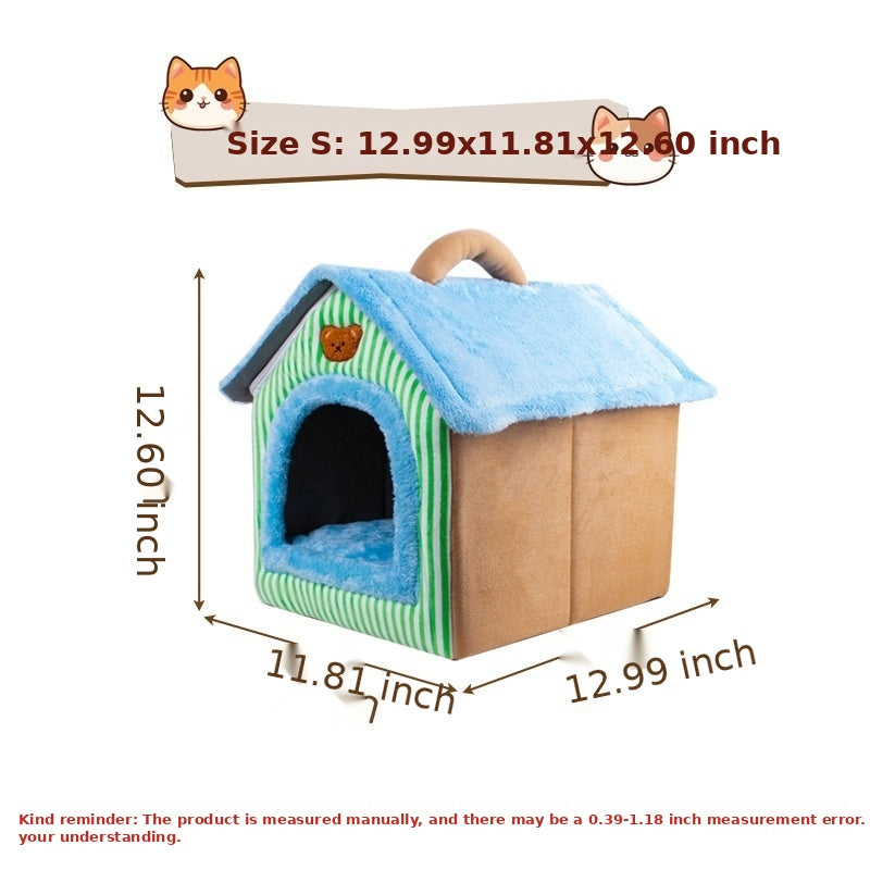 Washable Semi-Enclosed Pet Bed With Cover