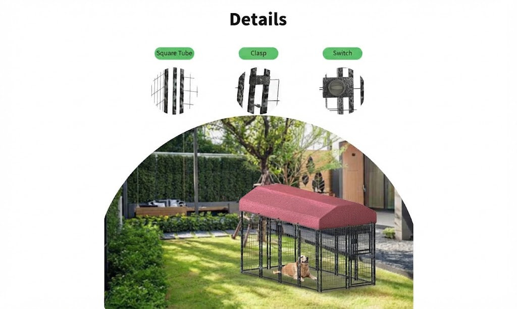 Large Outdoor Kennel with Single Door and Canopy