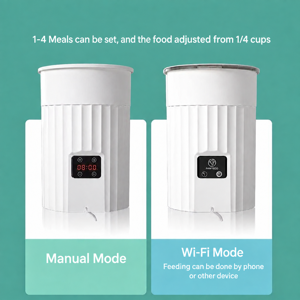 Edited autofeeder image with mode labels and 1/4 cups text