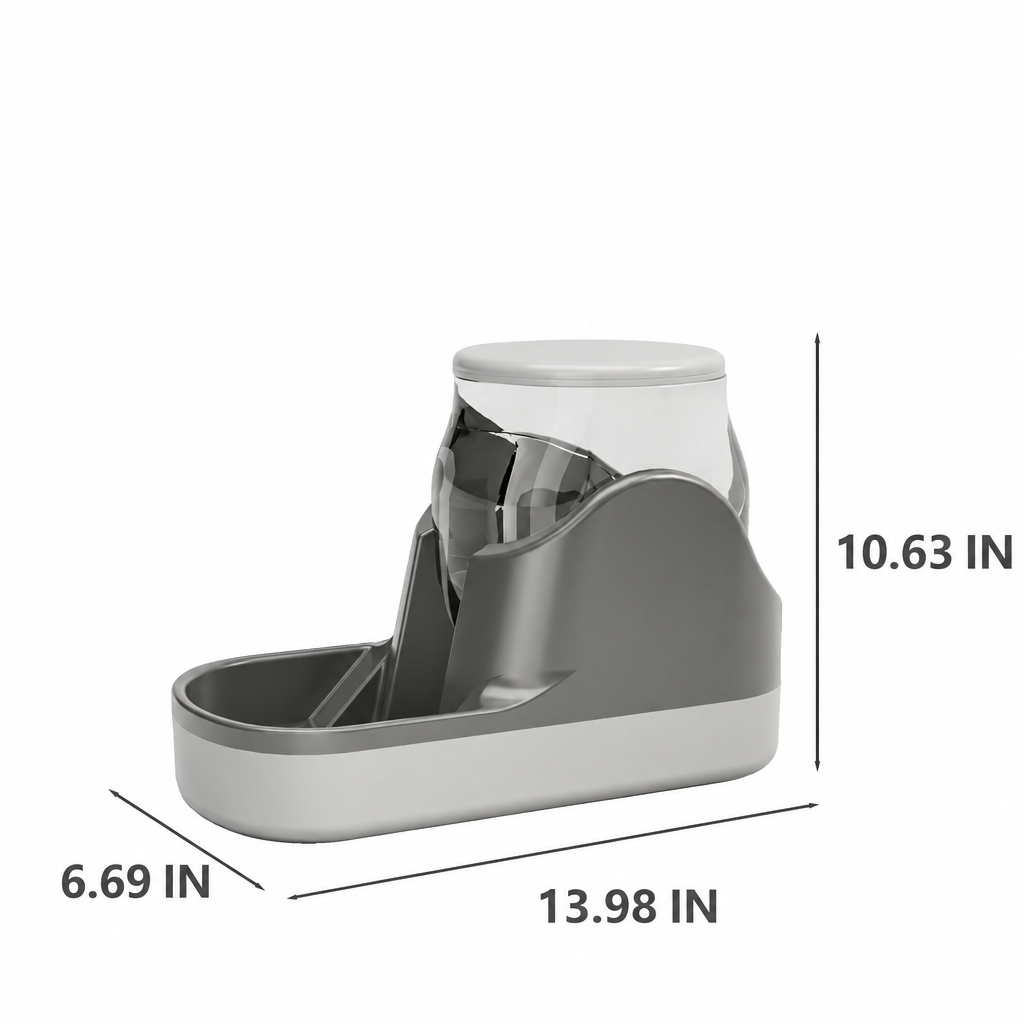 Gray pet feeder dimensions in inches