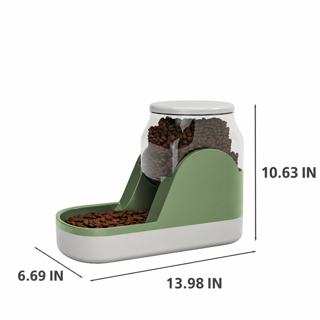 Green pet feeder dimensions in inches