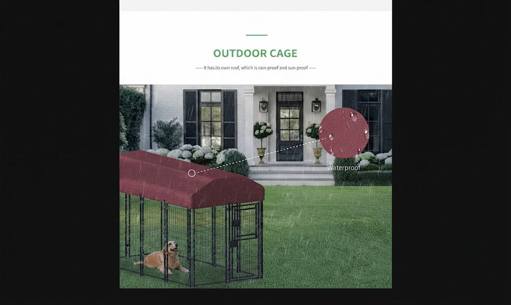 Large Outdoor Kennel with Single Door and Canopy