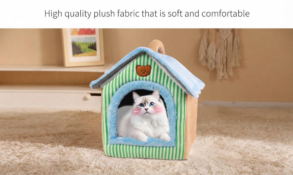 Washable Semi-Enclosed Pet Bed With Cover