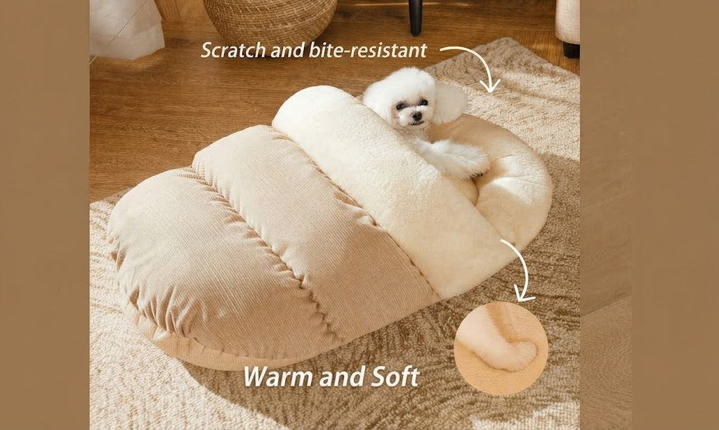Ultra Soft Plush Pet Slipper Bed With Anti-Slip Base