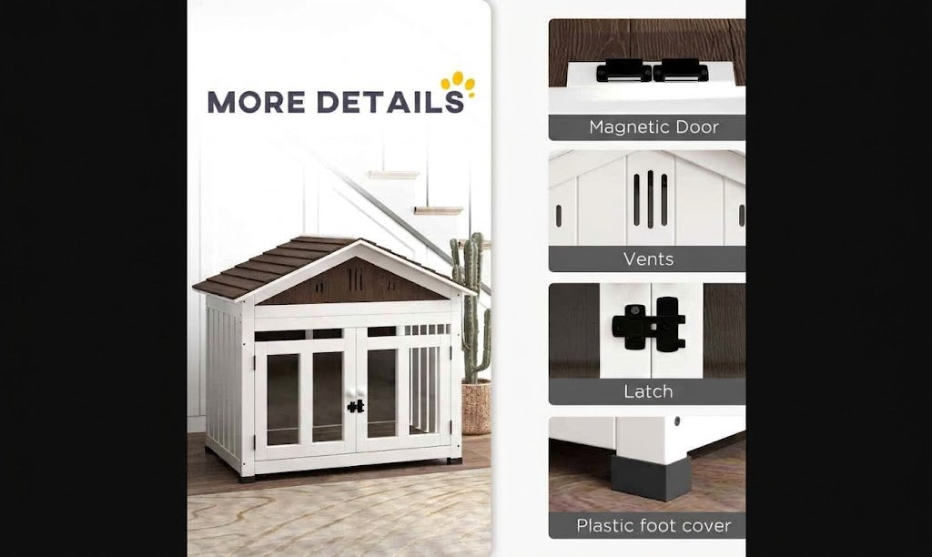 40-Inch Wood Dog House With Ventilation and Removeable Floor